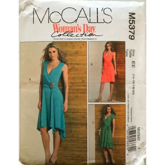 McCall's Pattern 5379 Misses' Wrap Dress - 3 Lengths & Belt - Size 14-16-18-20 - Picture 1 of 2